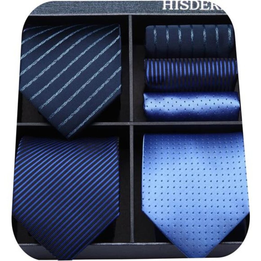 Mens Ties Set Collection Tie and Pocket Square Lot 3 Pcs Formal Business Necktie